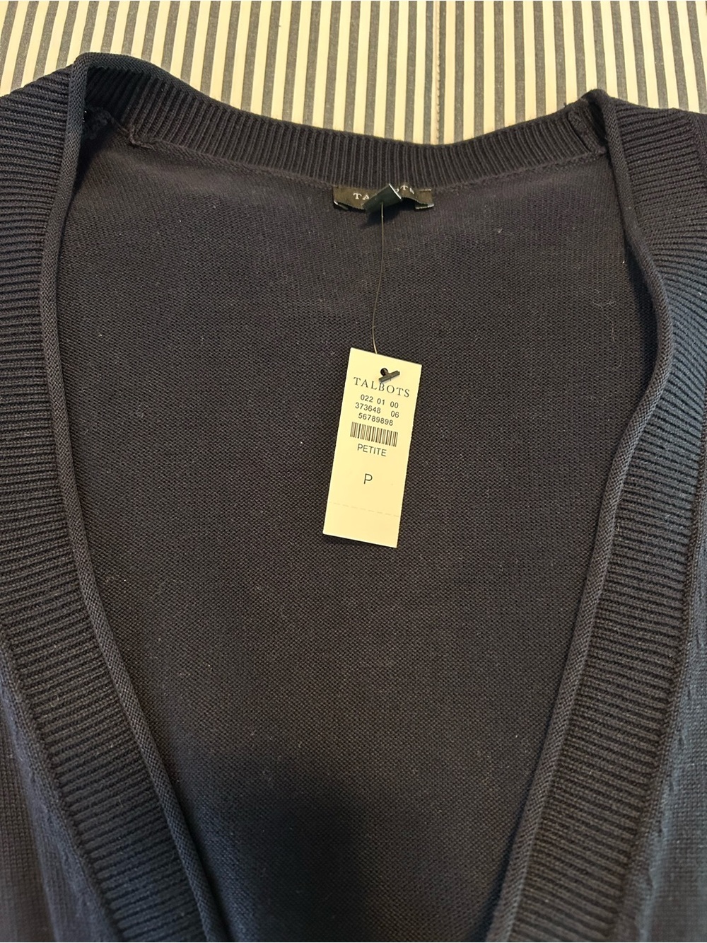 Talbots Navy Button-Front Women's Cardigan Size P NWT - Picture 3 of 3